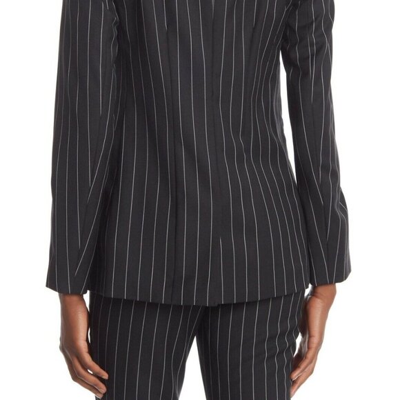 Frame Denim Black Pinstripe Classic Wool Blend Blazer - Picture 4 of 6